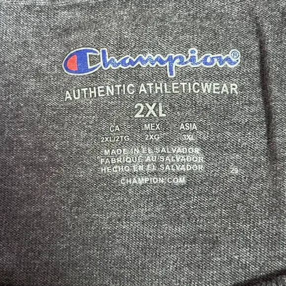 Champion Men's Classic Jersey Long-Sleeve T-Shirt Gray w Blk/Red Script Logo 2XL - Picture 3 of 8